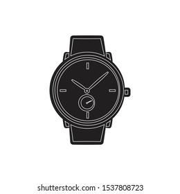 wristwatch icon flat black vector