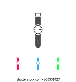Wristwatch icon flat. Color pictogram on white background. Vector illustration symbol and bonus icons