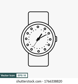icono de reloj de pulsera en un estilo de ilustración vectorial aislado plano con fondo blanco