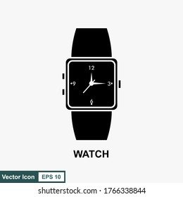 icono de reloj de pulsera en un estilo de ilustración vectorial aislado plano con fondo blanco