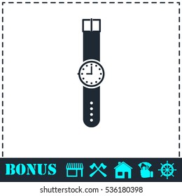 Wristwatch icon flat. Simple vector symbol and bonus icon