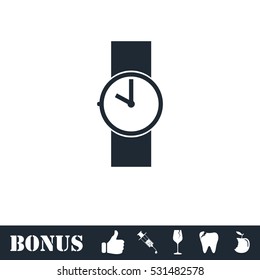 Wristwatch icon flat. Vector illustration symbol and bonus pictogram