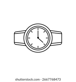 Icono de reloj de pulsera Vector plano aislado en la ilustración simple del contorno para el Web y el App.. eps
