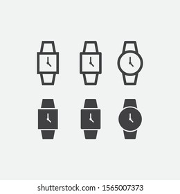 Wristwatch icon. Icon isolated on gray background. Icon for website design and mobile app.