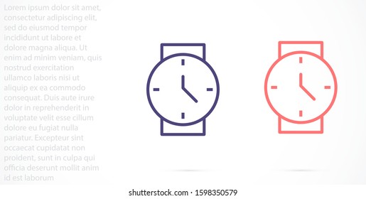 Wristwatch icon line. Drop shadow watch icon. line Men's hand watches accessory. Classic wrist watch icon.  line Isolated wristwatch black illustration. Watch logo concept. 
