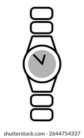 Ícone de relógio de pulso sobre fundo transparente, design de linha plana, ilustração vetorial