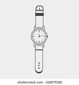 Wristwatch icon. Outline on a white background