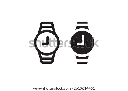 Wristwatch Icon in Outline and Solid Style Vector