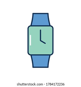 wristwatch icon over white background, line fill style, vector illustration