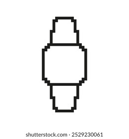 Wristwatch Icon In Pixel Art. Pixelated Watch Icon. Isolated Vector Illustration.