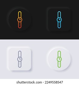 Juego de iconos de reloj de pulsera, botón de neumorfismo Multicolor diseño de interfaz de usuario suave para diseño web, IU de aplicación y más, Button, Vector.