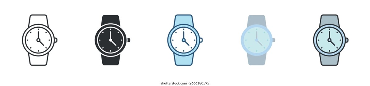 Conjunto de iconos de reloj de pulsera Colección de estilo múltiple