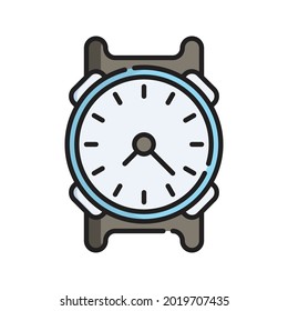 Wristwatch Icon Vector Illustration. Flat Outline Cartoon. Travel and Tourism Icon Concept Isolated Premium Vector