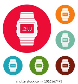 Wristwatch icons circle set vector isolated on white background