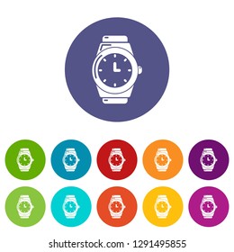 Wristwatch icons color set vector for any web design on white background
