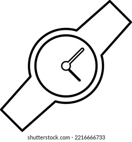 Wristwatch line icon with editable stroke. Simple black outline watch symbol in flat style design. 