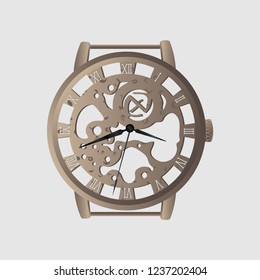 Wristwatch on a gray background. Vector illustration.