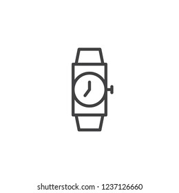 Wristwatch outline icon. linear style sign for mobile concept and web design. Wrist watch simple line vector icon. Symbol, logo illustration. Pixel perfect vector graphics