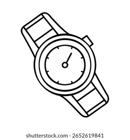 Wristwatch with a round face a band on a time clock
