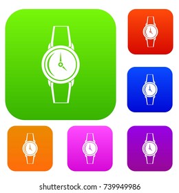 Wristwatch set icon color in flat style isolated on white. Collection sings vector illustration