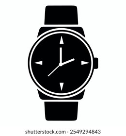 Wristwatch silhouette flat vector icon.