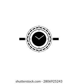 Wristwatch Silhouette On White Background Minimalist Timekeeping Device