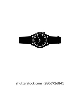 Wristwatch Silhouette On White Background Minimalist Timekeeping Device