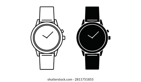 Wristwatch Silhouette Pair Black And White Graphic Design Silhouette