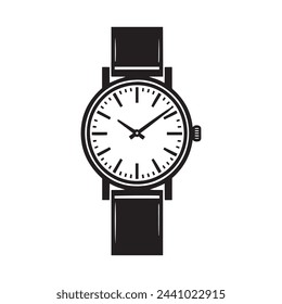 Wristwatch Silhouette - Timeless Accessory for Style and Punctuality on White Background
