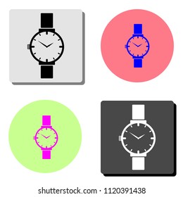 wristwatch. simple flat vector icon illustration on four different color backgrounds