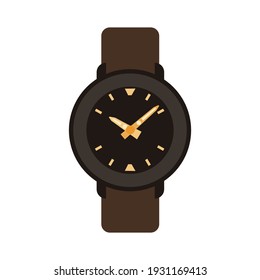 Icono blanco aislado de la ilustración vectorial de reloj de tiempo de reloj de pulsera. Moderno objeto de diseño de pulsera para el negocio del reloj de pulsera de mano. Icono gráfico de accesorio de lujo con flecha. Moda simple de dispositivo manual