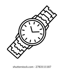 Wristwatch time keeper simple outline icon with wristwatch accessory timepiece measurement business schedule