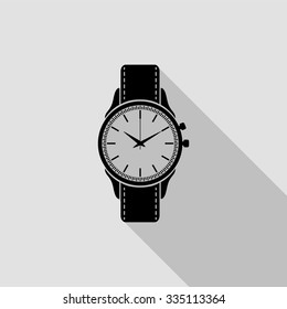 wristwatch vector icon with long shadow