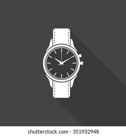 wristwatch vector icon with long shadow