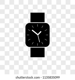 Wristwatch vector icon on transparent background, Wristwatch icon
