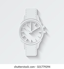 wristwatch vector icon - paper illustration