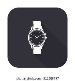 Wristwatch vector icon - squared button  with long shadow