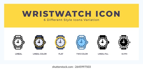 Iconos vectoriales de reloj de pulsera diseñados. conjunto de símbolos de icono.