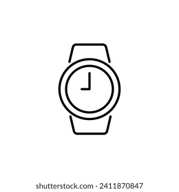 Wristwatch Vector Line Icon. Suitable for books, stores, shops. Editable stroke in minimalistic outline style. Symbol for design 