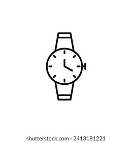 Wristwatch Vector Symbol for Adverts. Suitable for books, stores, shops. Editable stroke in minimalistic outline style. Symbol for design 