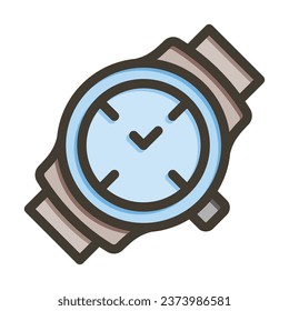 Wristwatch Vector Thick Line Filled Colors Icon For Personal And Commercial Use.
