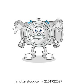 the wristwatch very angry mascot. cartoon vector
