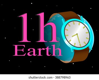 wristwatch, worn on planet Earth, showing the date of commencement of the action - earth hour