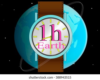 wristwatch, worn on planet Earth, showing the date of commencement of the action - earth hour
