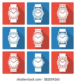 Wristwatches vector set