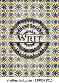 Writ arabic style badge. Arabesque decoration.