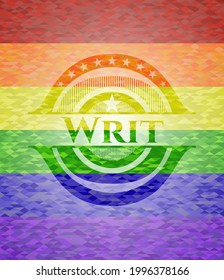 Writ lgbt colors emblem. Vector Illustration. Mosaic. 