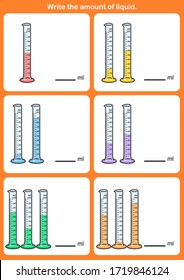 Write the amount of liquid. Measurement of Volume. These instruments may range from objects. -  Worksheet for education.