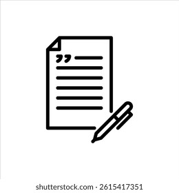 write article outline icon. journalism black line illustration.