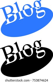 The write Blog is partially over an ellipse. The part over the ellipse is white; the part out of the ellipse is of the same color of the ellipse itself: blue or black